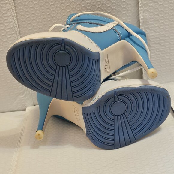 Custom Nike SB Dunk High Heels Blue & White Size US 7 | 4.5" Heel - Picture 15 of 16